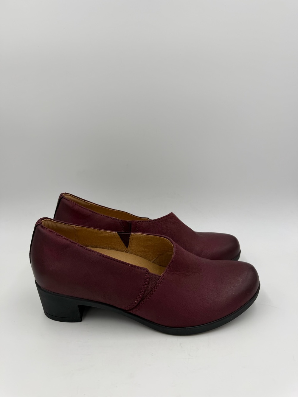 Dansko Camdyn Burgundy Leather Slip On Shoes Block Heel Women’s 39 US 8.5-9